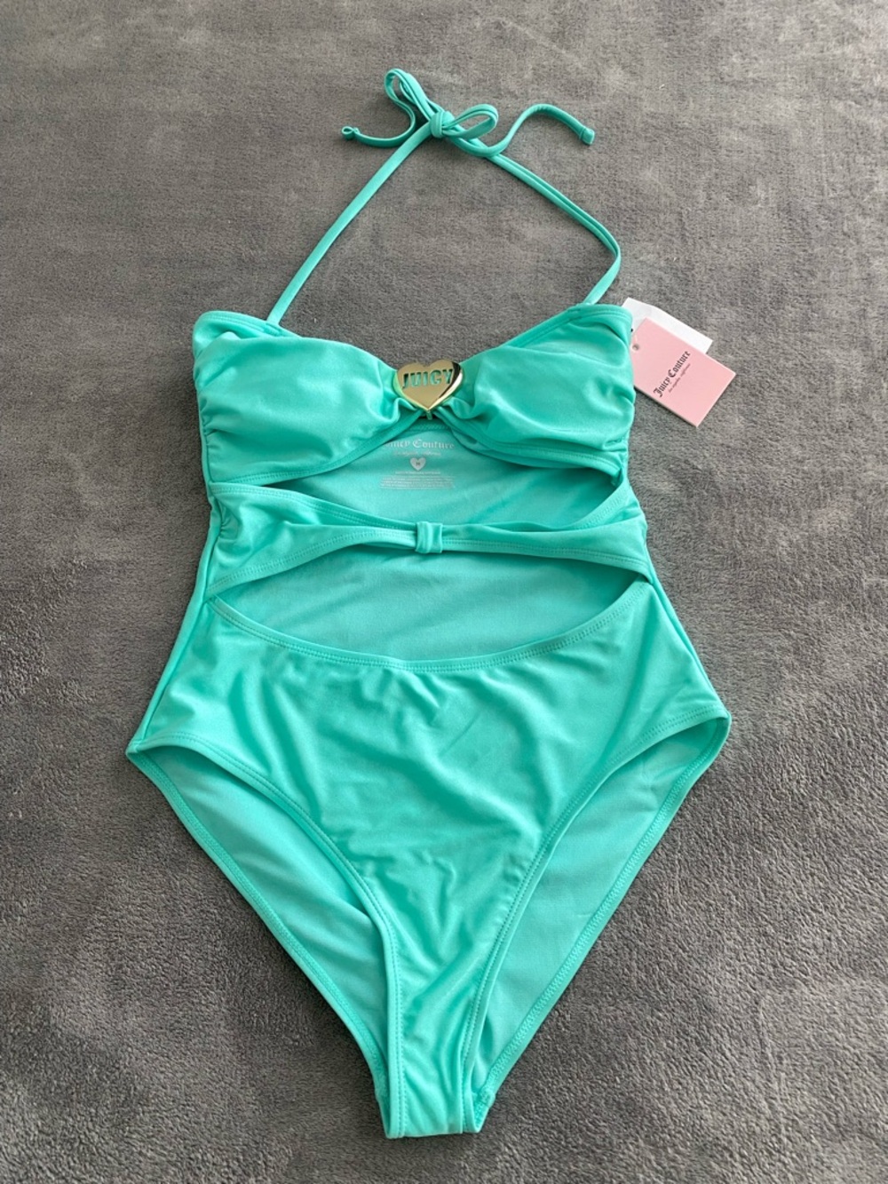 Juicy Couture Teal Cutout One Piece Swimsuit M NWT Resort beach